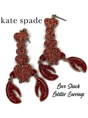 Kate Spade Love Shack Lobster Red Earrings NWT